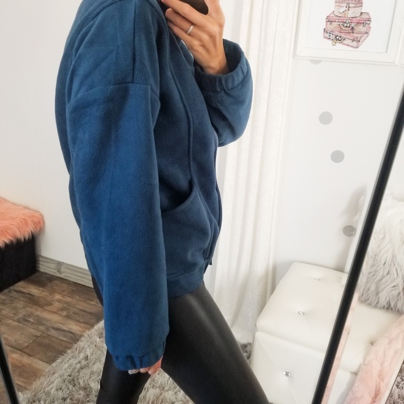 Fall Winter Soft Fleece Button Up Jacket Pockets Bomber Jacket Classy Chic - Picture 3 of 5